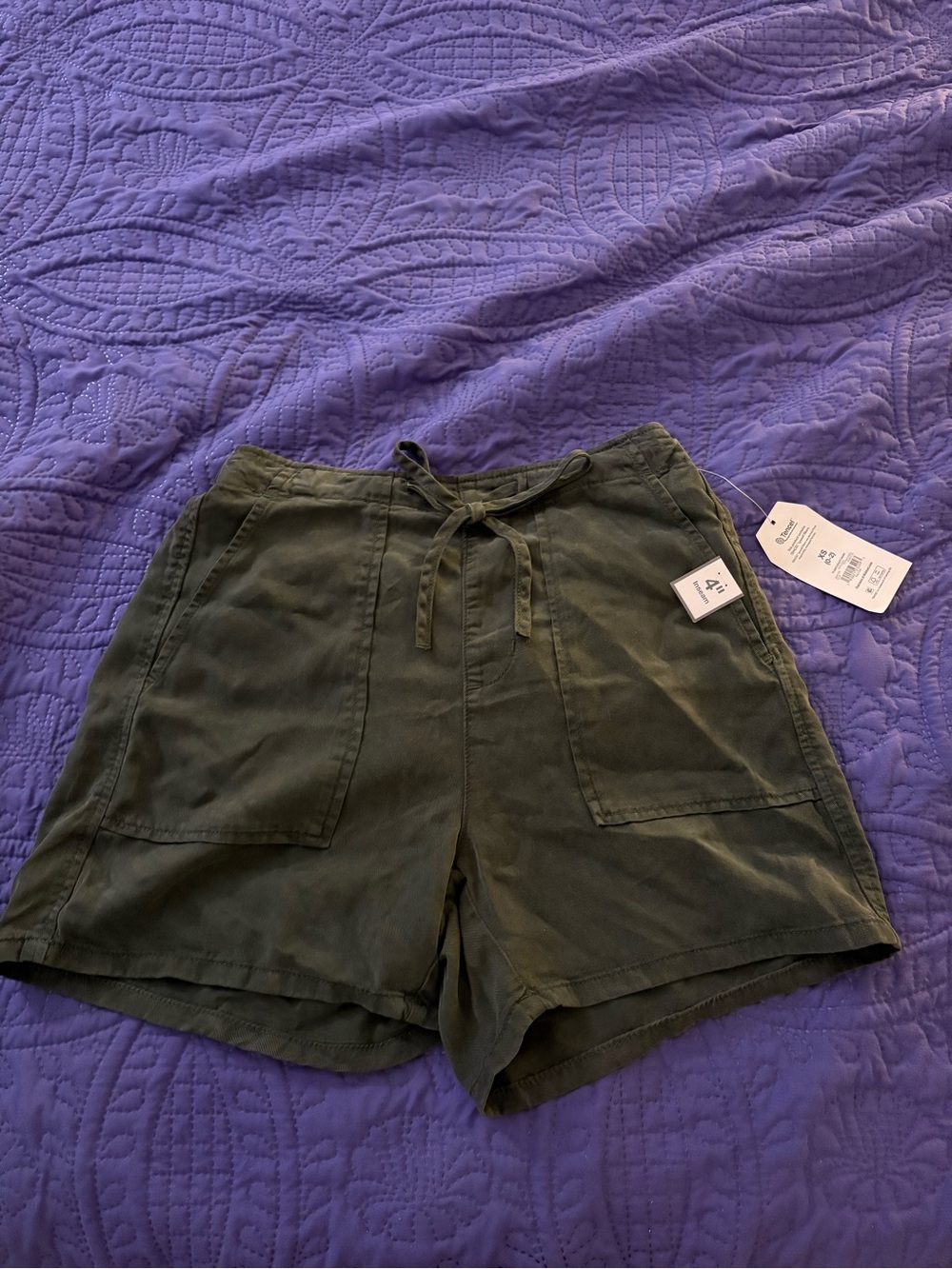 Time and Tru Olive Green Drawstring Utility Shorts